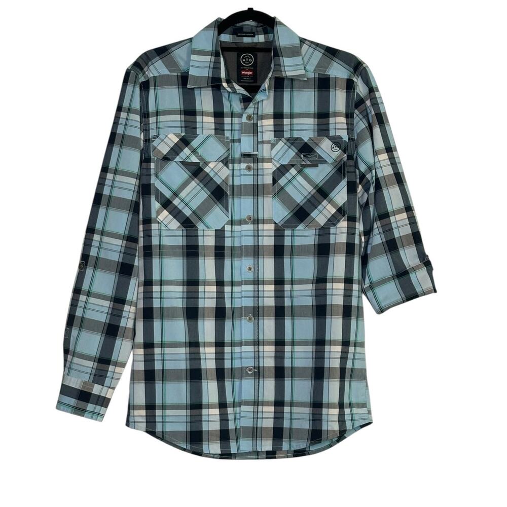 Wrangler Blue Plaid  ATG All Terrain Gear Utility Regular Fit Shirt size S